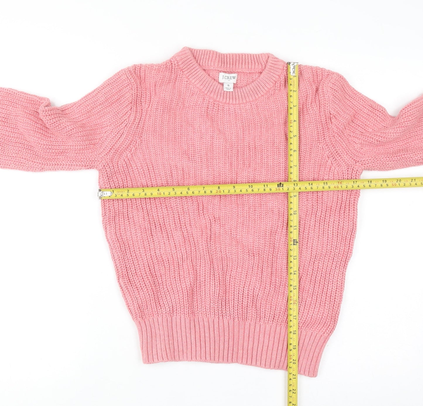 J.Crew Women Pink Cotton Chunky Knit Crew Neck Jumper Size S