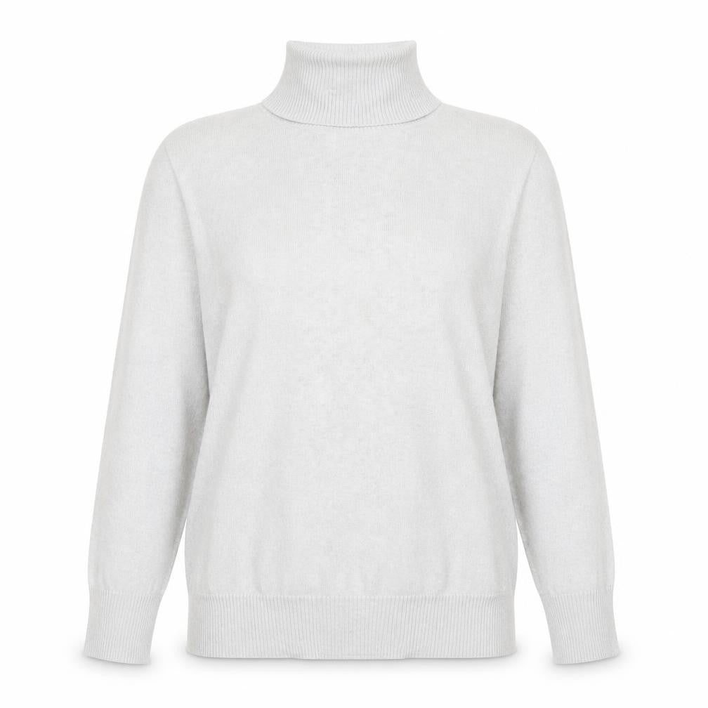 L.L.Bean Women’s Grey Roll Neck Jumper Large Cotton Cashmere Blend