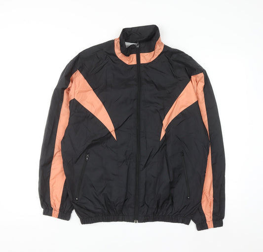 Passports Womens Black Orange Windbreaker Jacket L Retro 90s Style