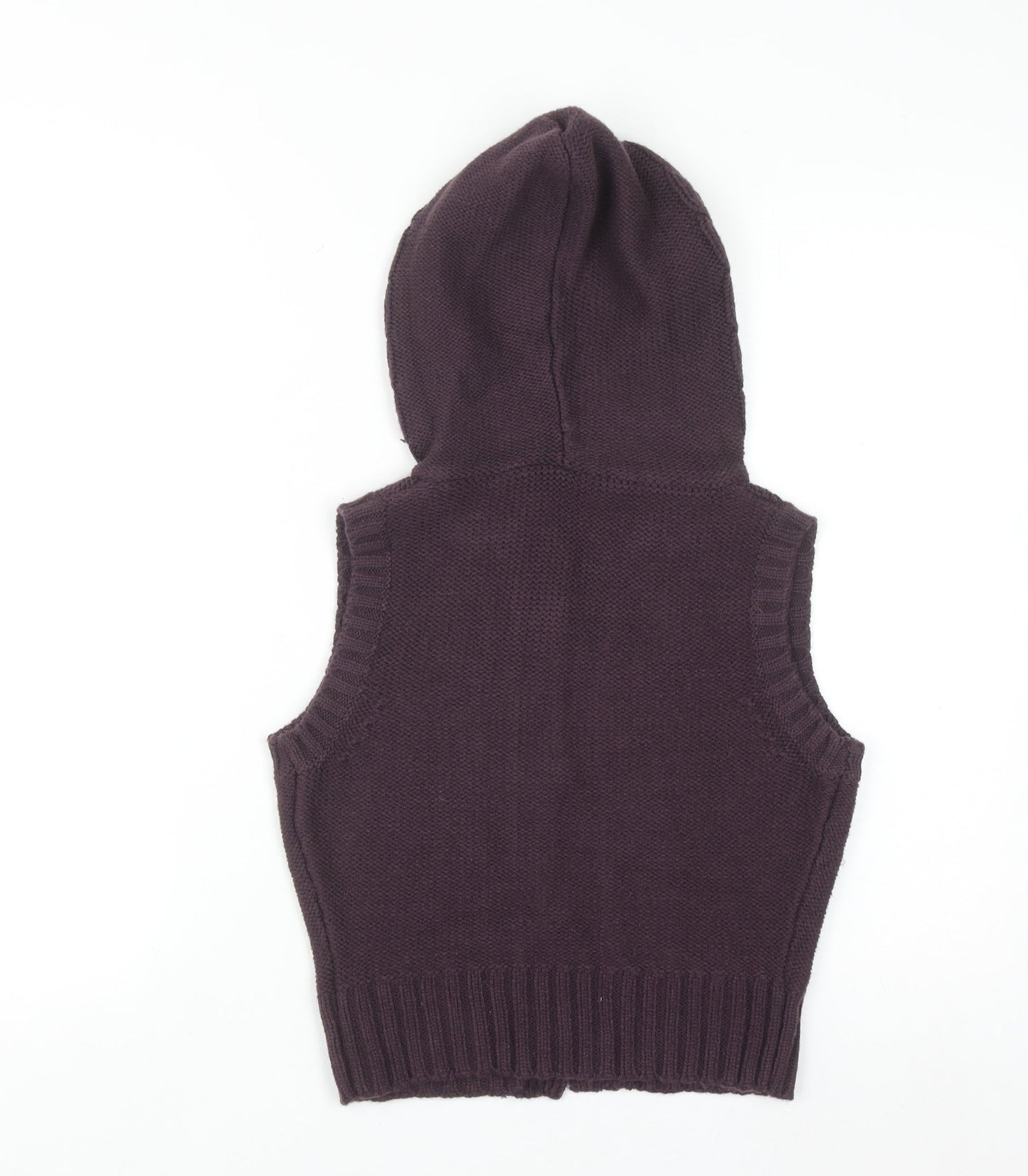 New Look Women's Purple Hooded Cable Knit Button Vest UK 10