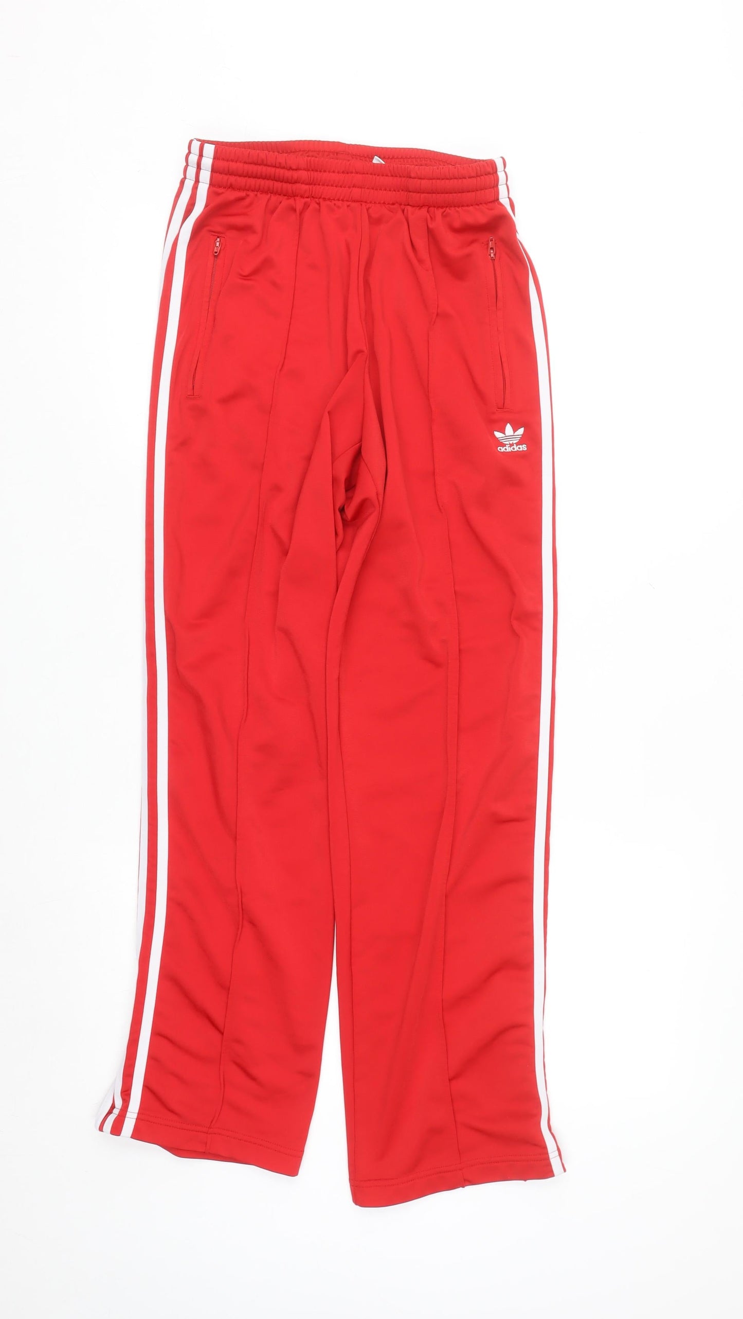 Adidas Womens Red Track Pants Size 10 Elastic Waist Zip Pocket