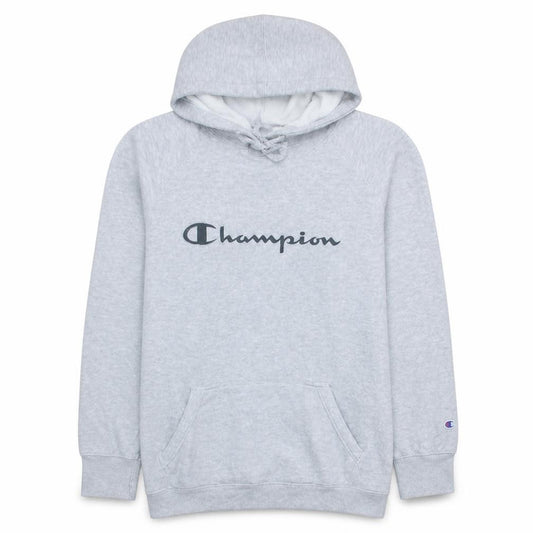 Champion Men's Grey Pullover Hoodie L Logo Fleece Sweatshirt