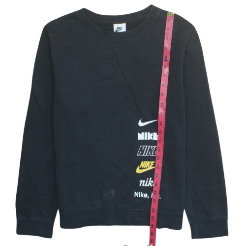 Nike Womens Black XL Sweatshirt Crew Neck Pullover Logo Print