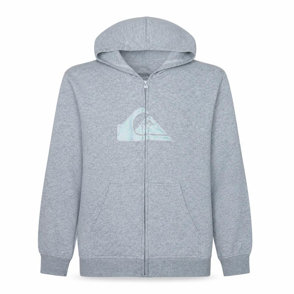 Quiksilver Womens Grey Full Zip Hoodie Size 16 with Logo Graphic