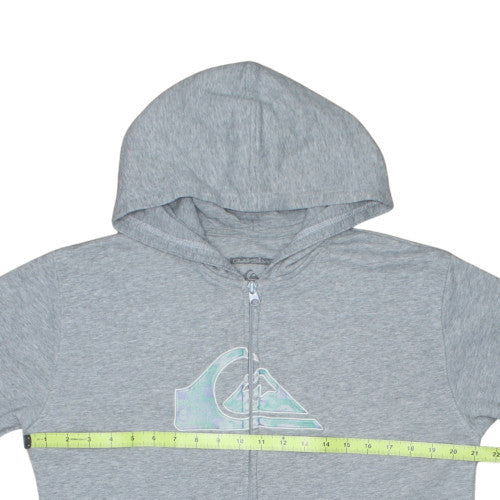 Quiksilver Womens Grey Full Zip Hoodie Size 16 with Logo Graphic