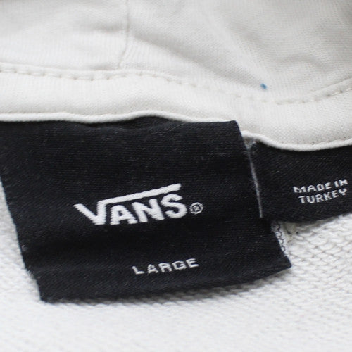 Vans Mens White Pullover Hoodie Size L Regular Fit Cotton