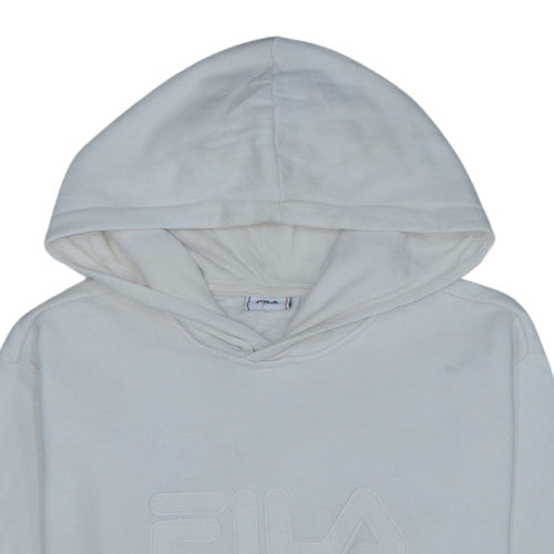 FILA Men White Pullover Hoodie Fleece Regular Fit M Sportswear