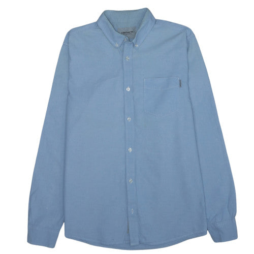 Carhartt Men Blue L Button-Down Long Sleeve Cotton Shirt