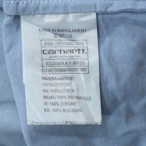 Carhartt Men Blue L Button-Down Long Sleeve Cotton Shirt