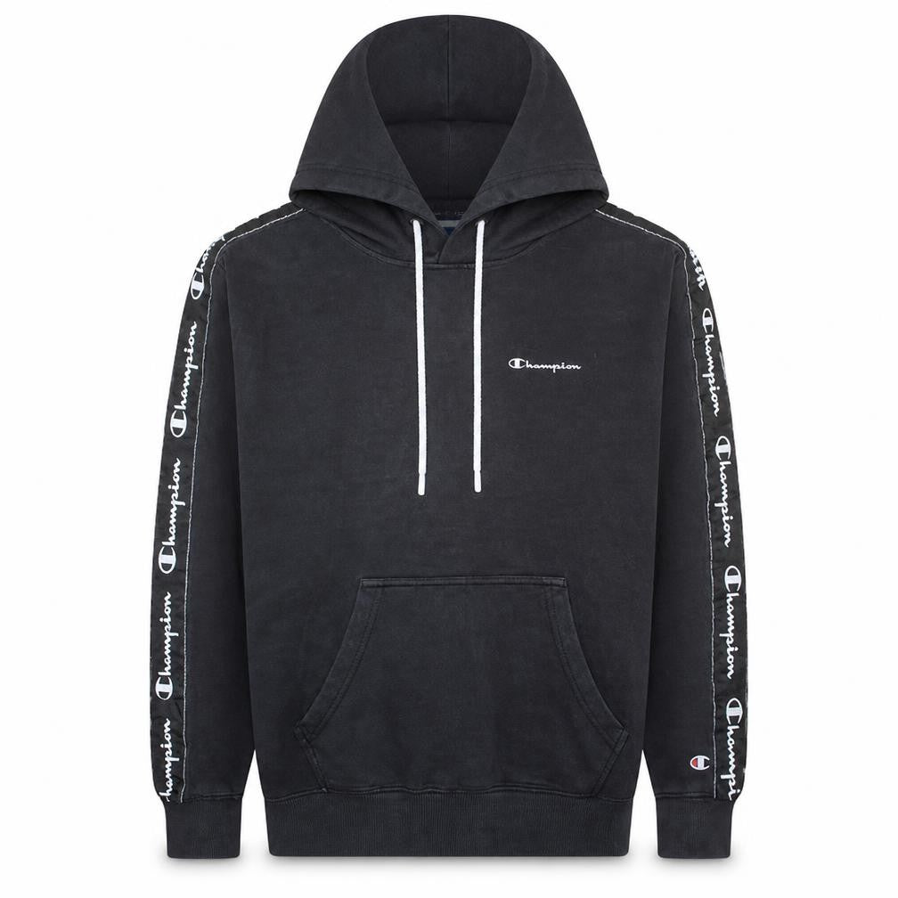 Champion Men’s Black Pullover Hoodie Medium Logo Sleeve Sportswear