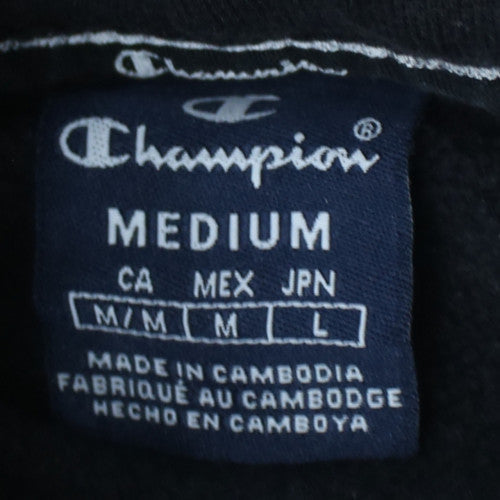Champion Men’s Black Pullover Hoodie Medium Logo Sleeve Sportswear