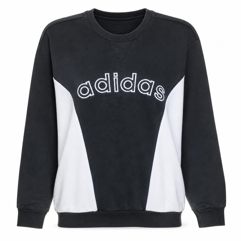 Adidas Women Black White Crew Neck Pullover Sweatshirt XS