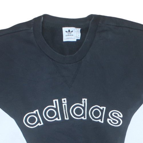 Adidas Women Black White Crew Neck Pullover Sweatshirt XS