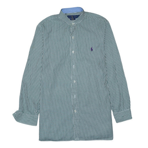 Ralph Lauren Men’s Green Striped Cotton Long Sleeve Regular Fit Shirt M
