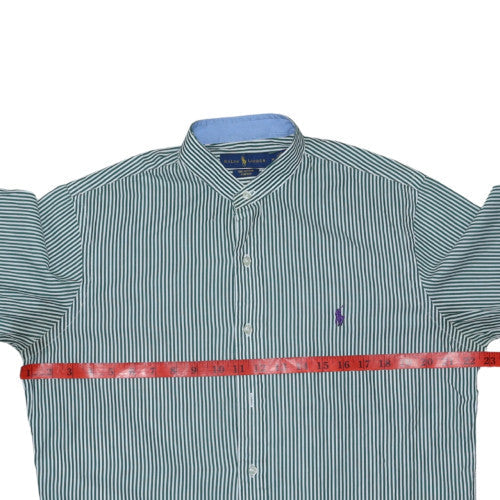 Ralph Lauren Men’s Green Striped Cotton Long Sleeve Regular Fit Shirt M