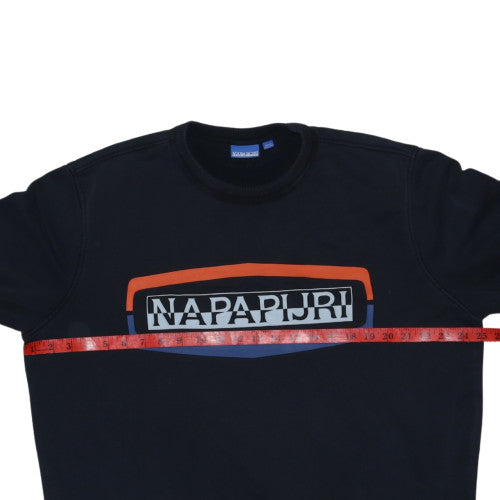 Napapijri Mens Black 2XL Pullover Sweatshirt Crew Neck Regular Fit