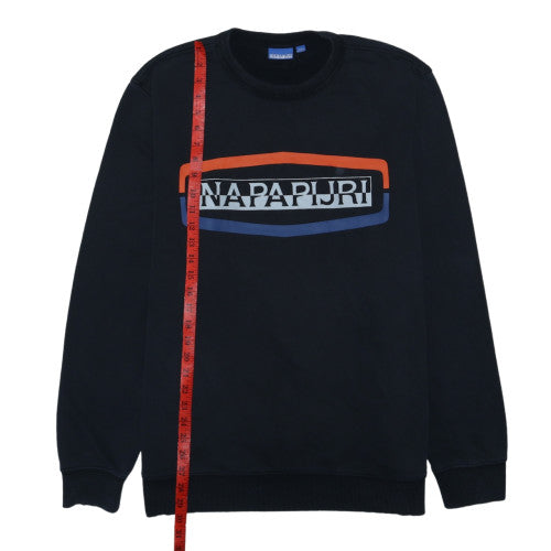 Napapijri Mens Black 2XL Pullover Sweatshirt Crew Neck Regular Fit