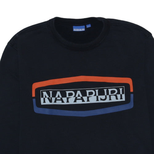 Napapijri Mens Black 2XL Pullover Sweatshirt Crew Neck Regular Fit