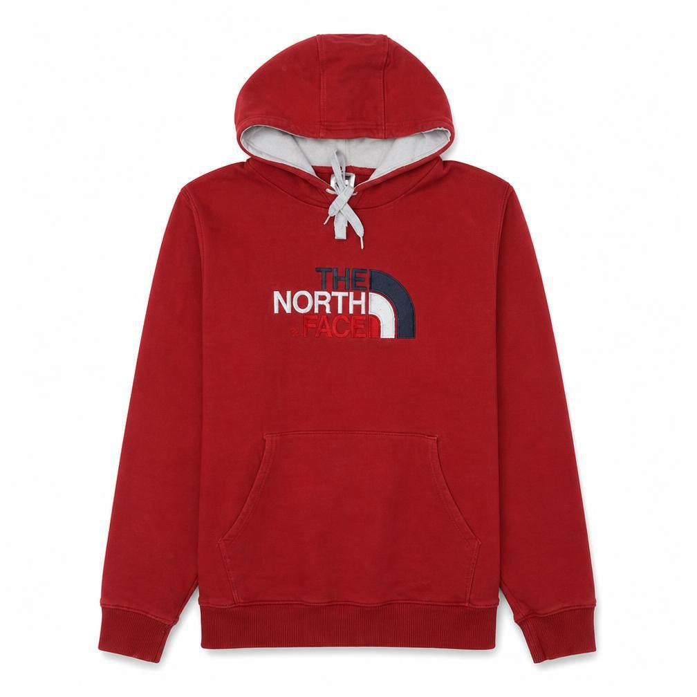 The North Face Men Red Pullover Hoodie L Logo Cotton Sweatshirt