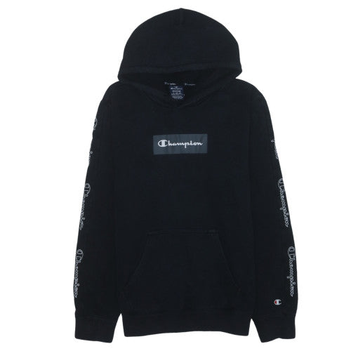 Champion Men's Black Pullover Hoodie Medium Logo Fleece Sweatshirt