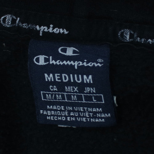 Champion Men's Black Pullover Hoodie Medium Logo Fleece Sweatshirt