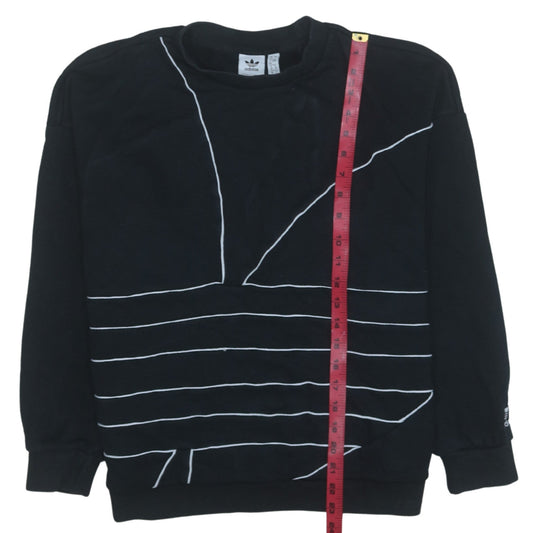 Adidas Women Black Crew Neck Graphic Pullover Sweatshirt Size 12