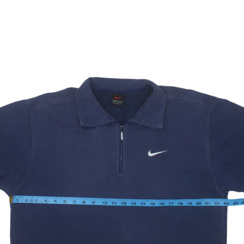 Nike Womens Navy Blue 1/4 Zip Pullover Sweatshirt Size S Cotton Blend
