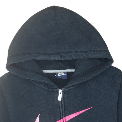 Nike Women's Black Full Zip Hoodie Small Pink Swoosh Logo