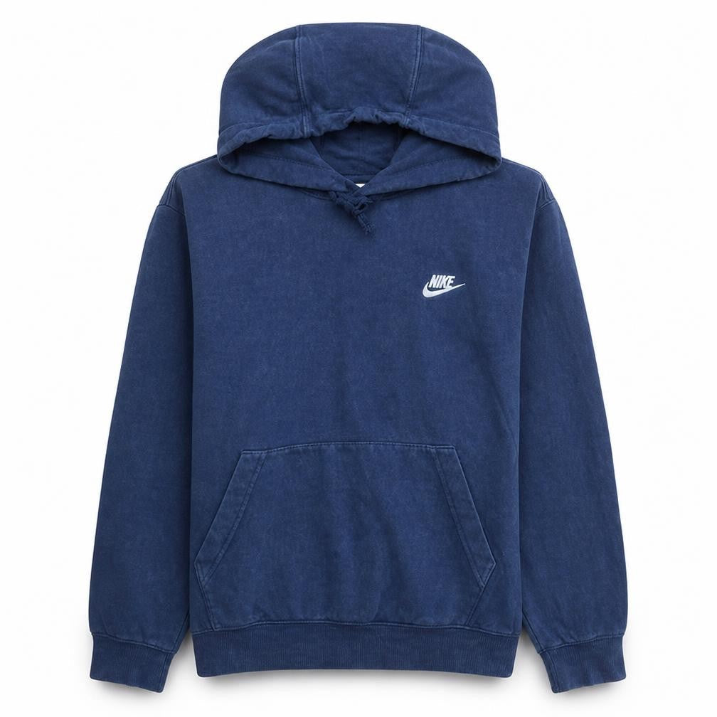 Nike Men's Blue Pullover Hoodie Small Logo Fleece Sweatshirt