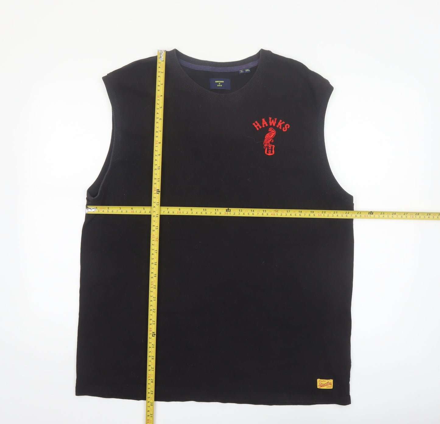 Superdry Men's Black 2XL Sleeveless Crew Neck Harajuku Hawks Top