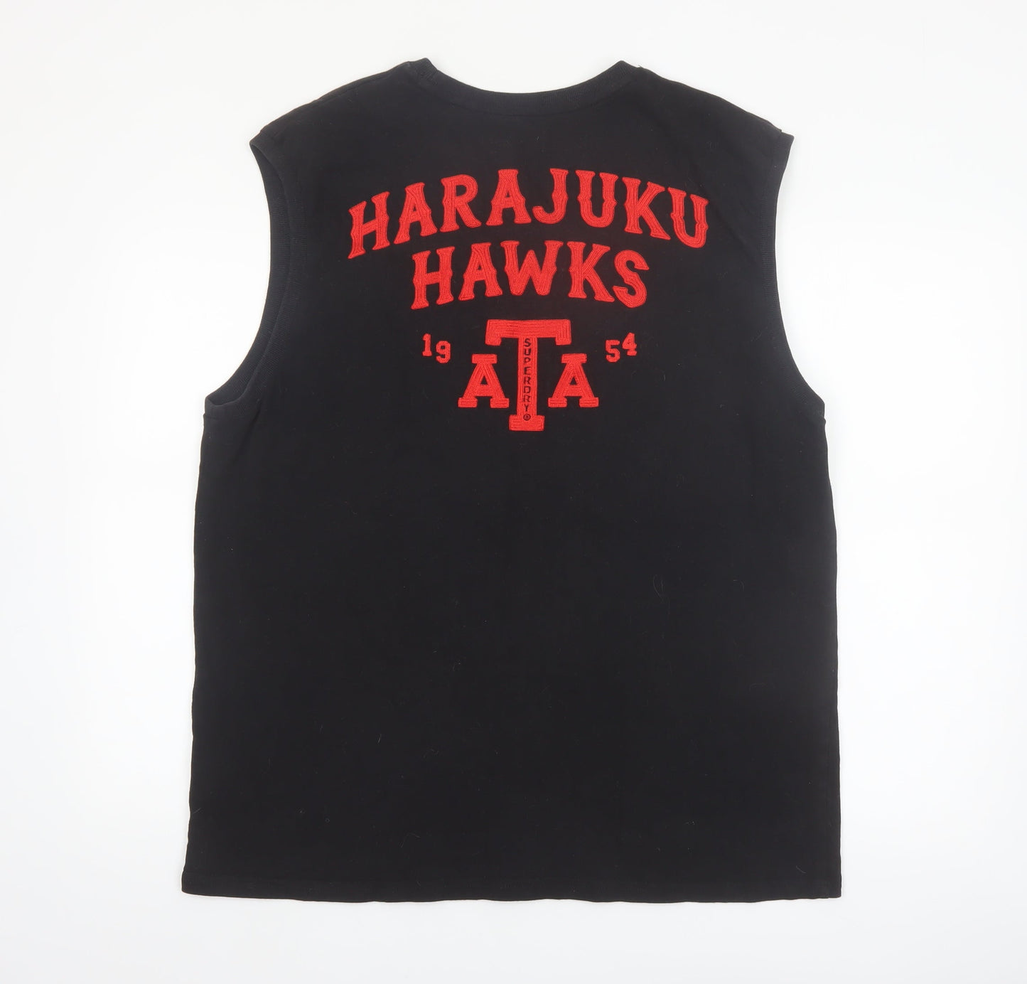 Superdry Men's Black 2XL Sleeveless Crew Neck Harajuku Hawks Top