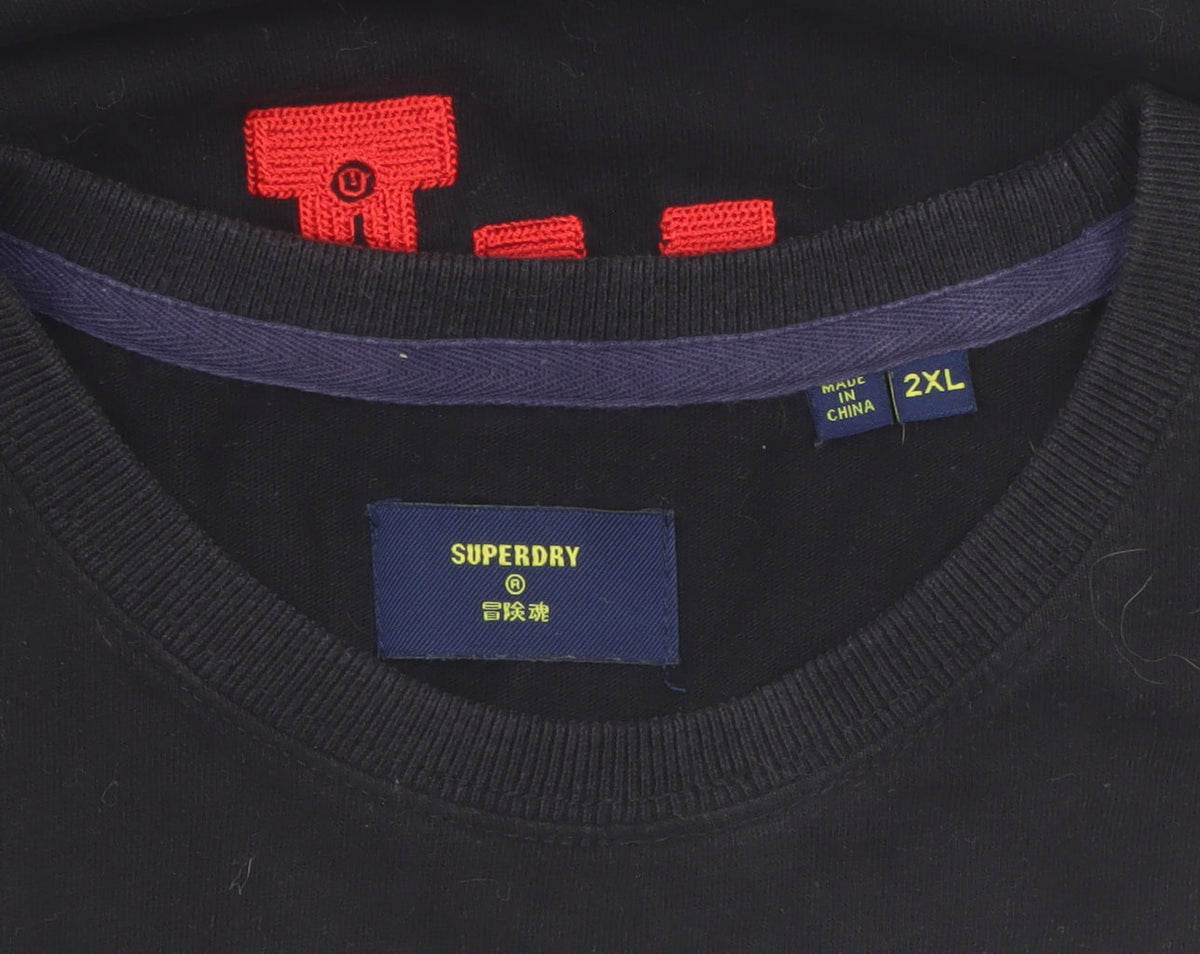Superdry Men's Black 2XL Sleeveless Crew Neck Harajuku Hawks Top
