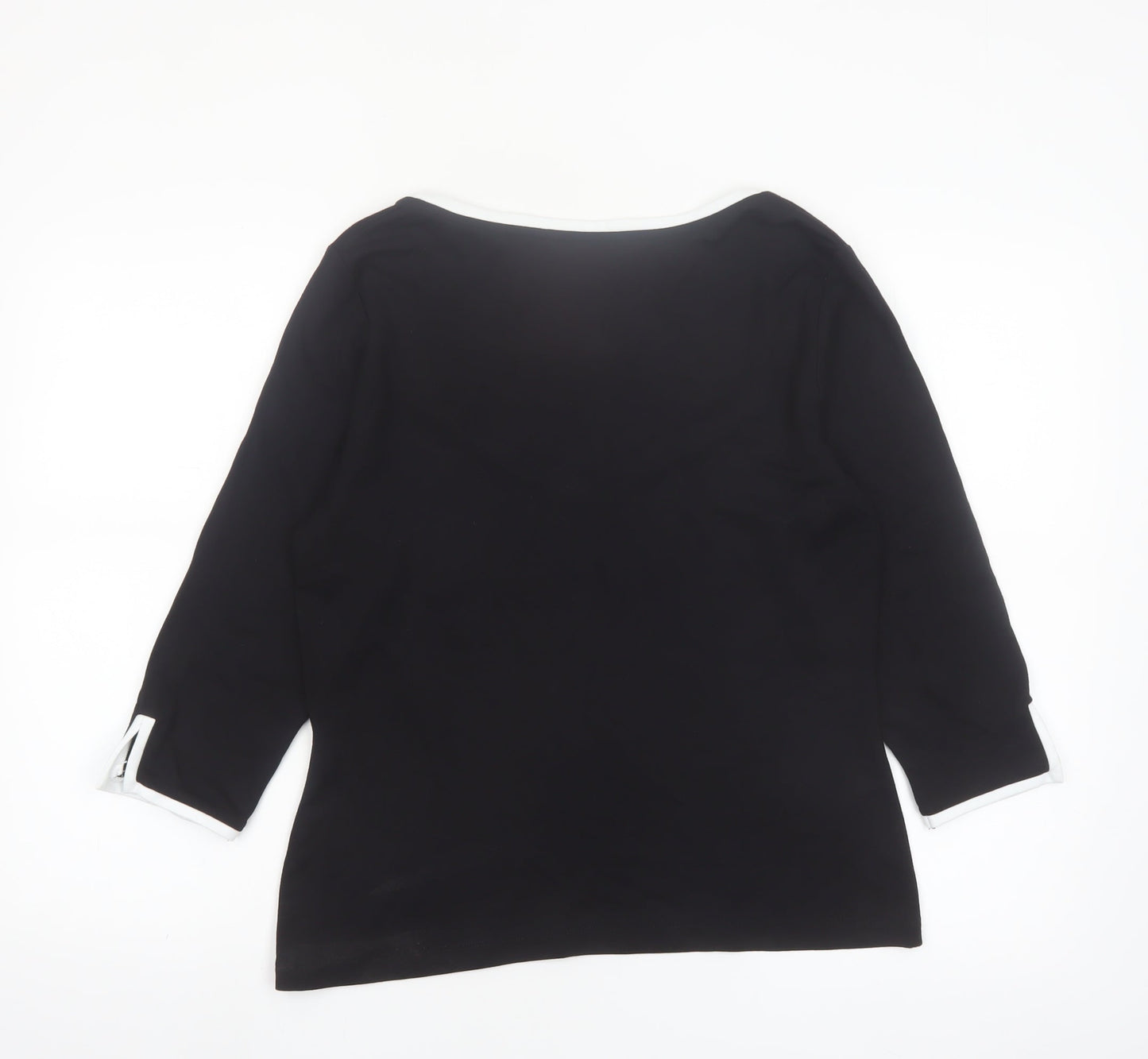 Sosandar Women’s Black V-Neck 3/4 Sleeve Stretch Jersey Top Size 14