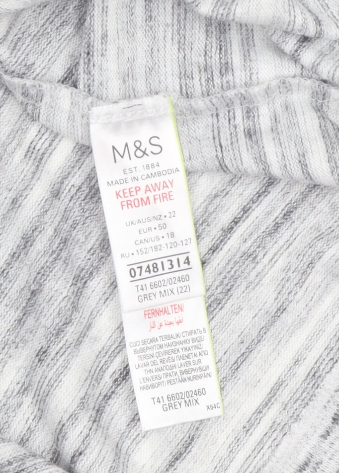 Marks and Spencer Women’s Grey Mix Long Sleeve Jersey Pyjama Top Size 22