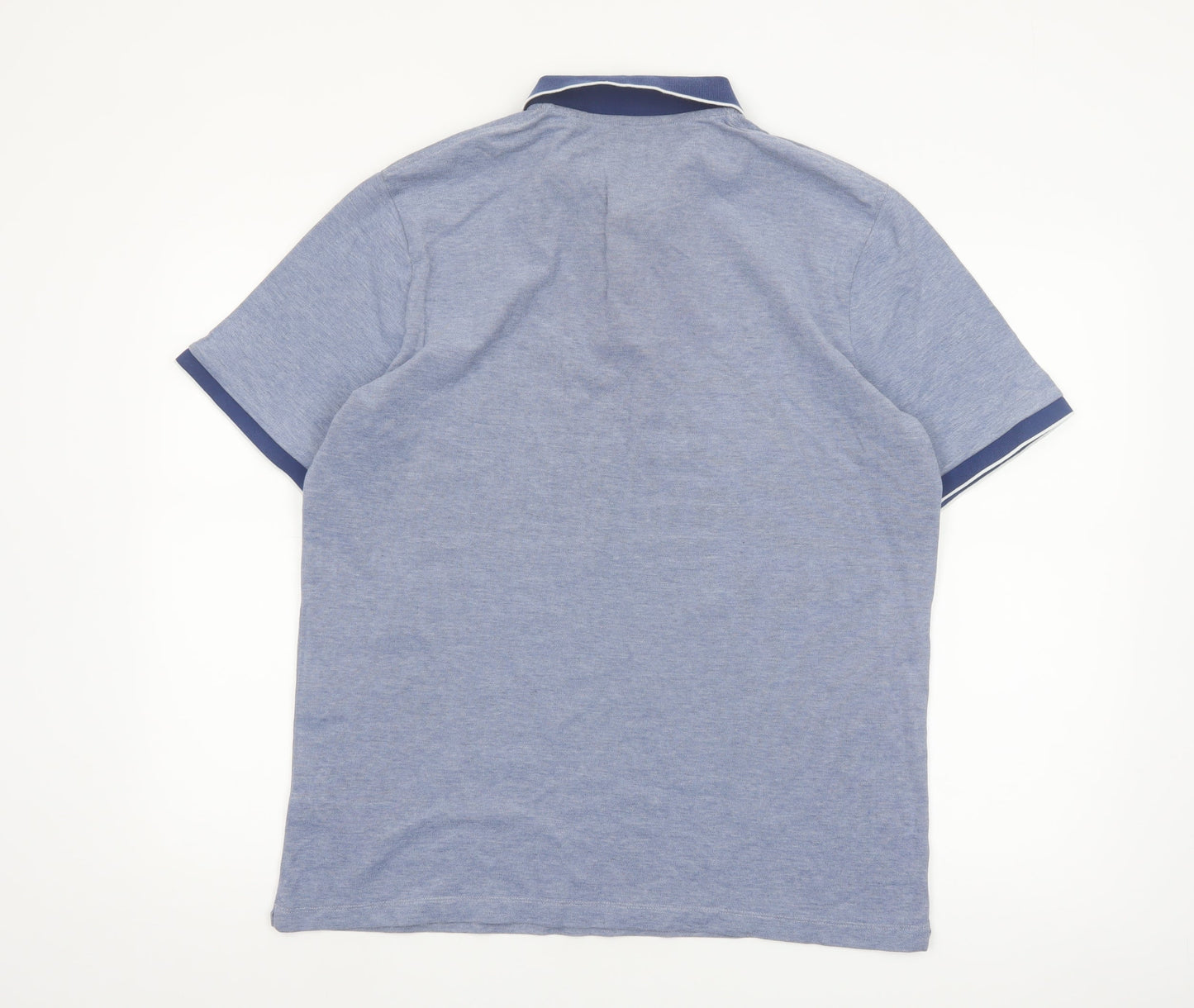 Marks and Spencer Men's Blue Regular Fit Cotton Polo Shirt L
