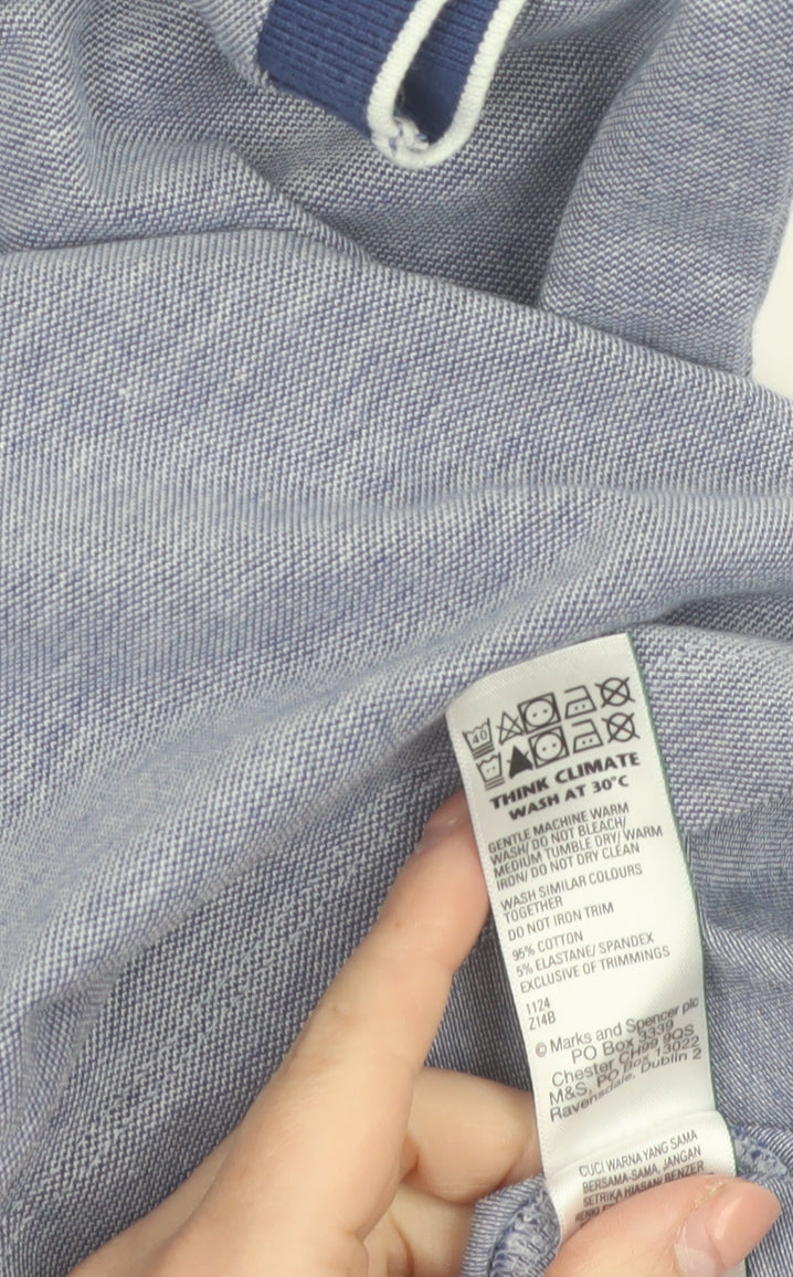 Marks and Spencer Men's Blue Regular Fit Cotton Polo Shirt L
