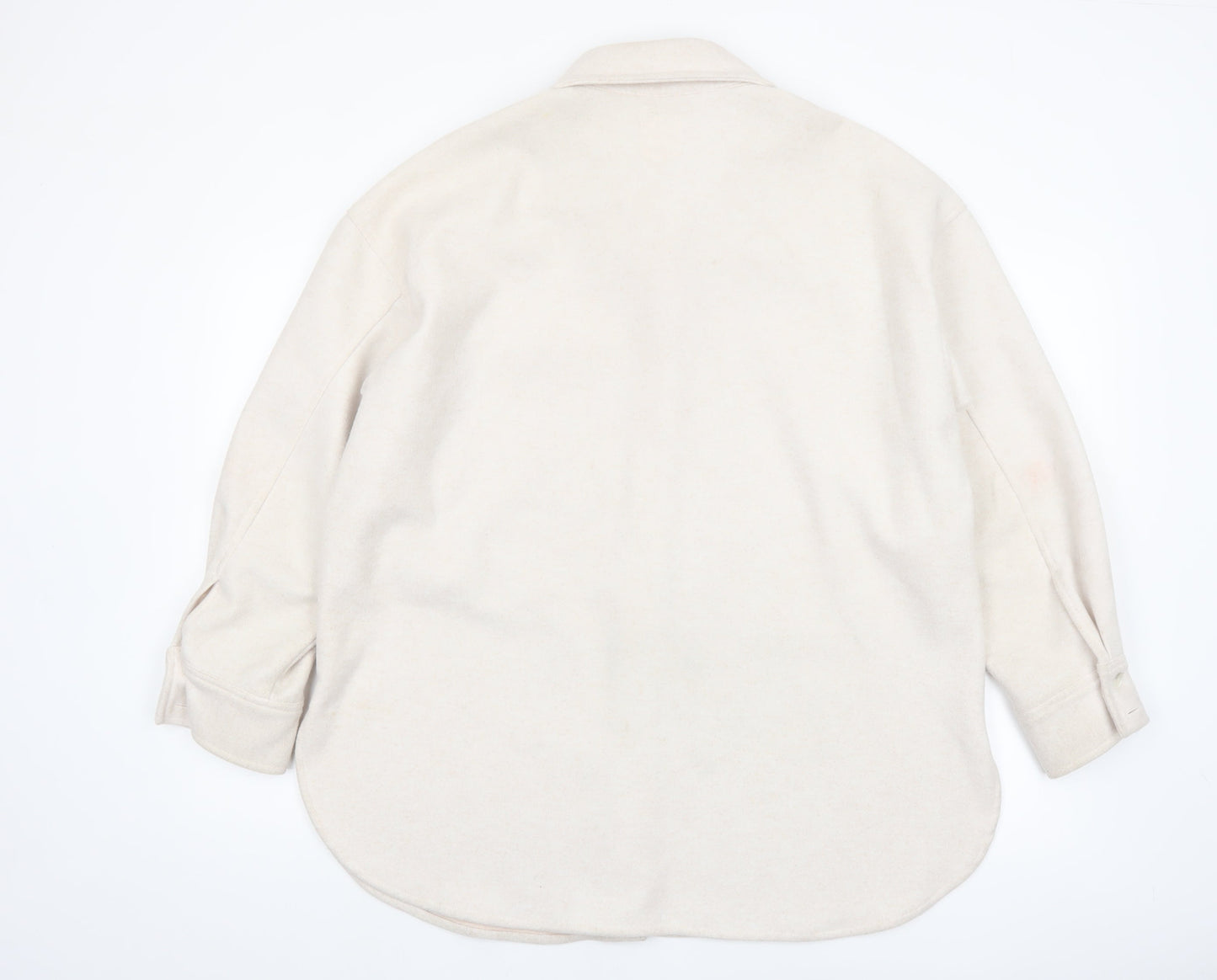 H&M Women’s Beige Fleece Basic Jacket Size M Relaxed Fit Casual