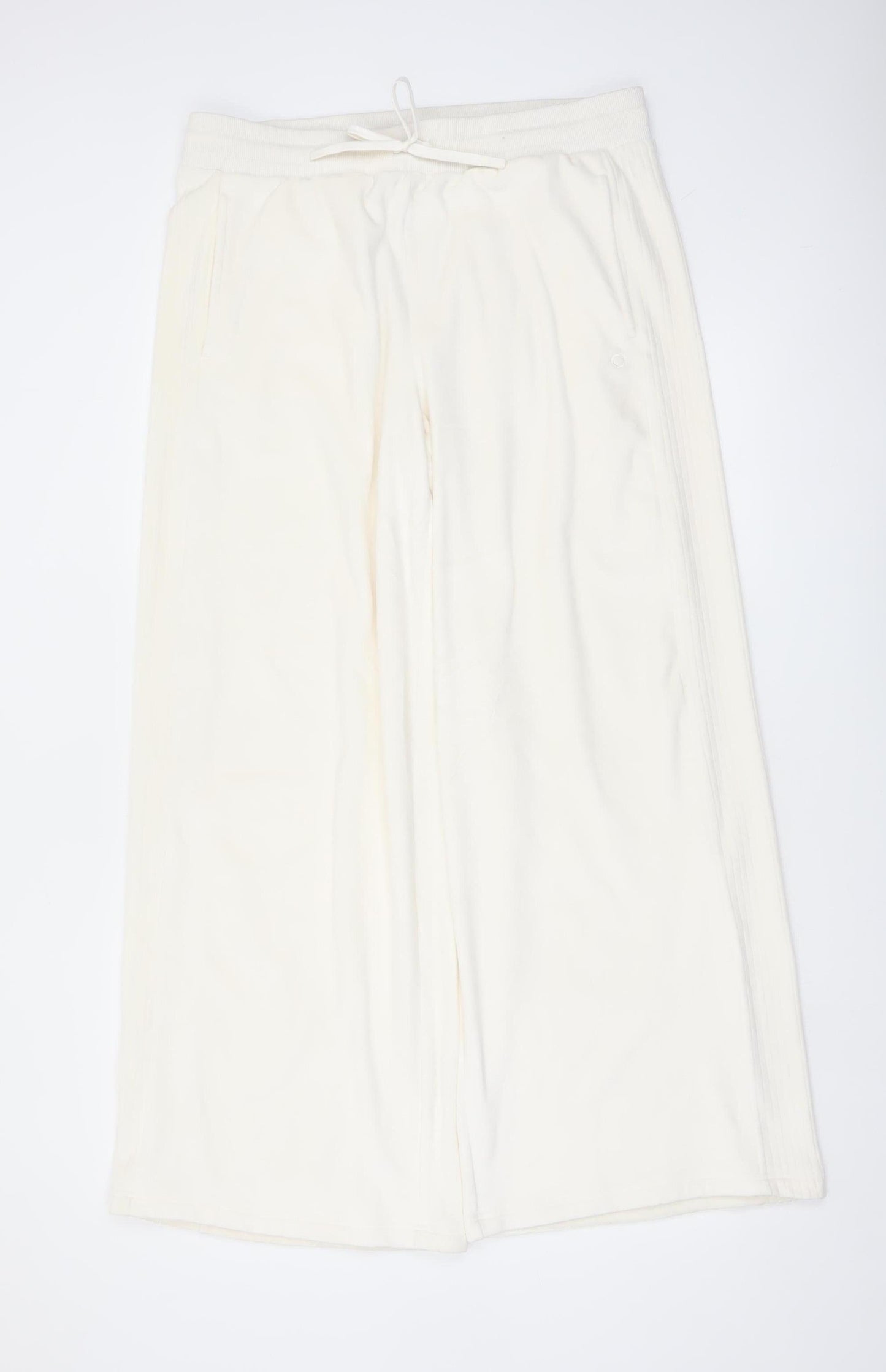 Marks and Spencer Womens Ivory Size 14 Fleece Wide-Leg Sweatpants