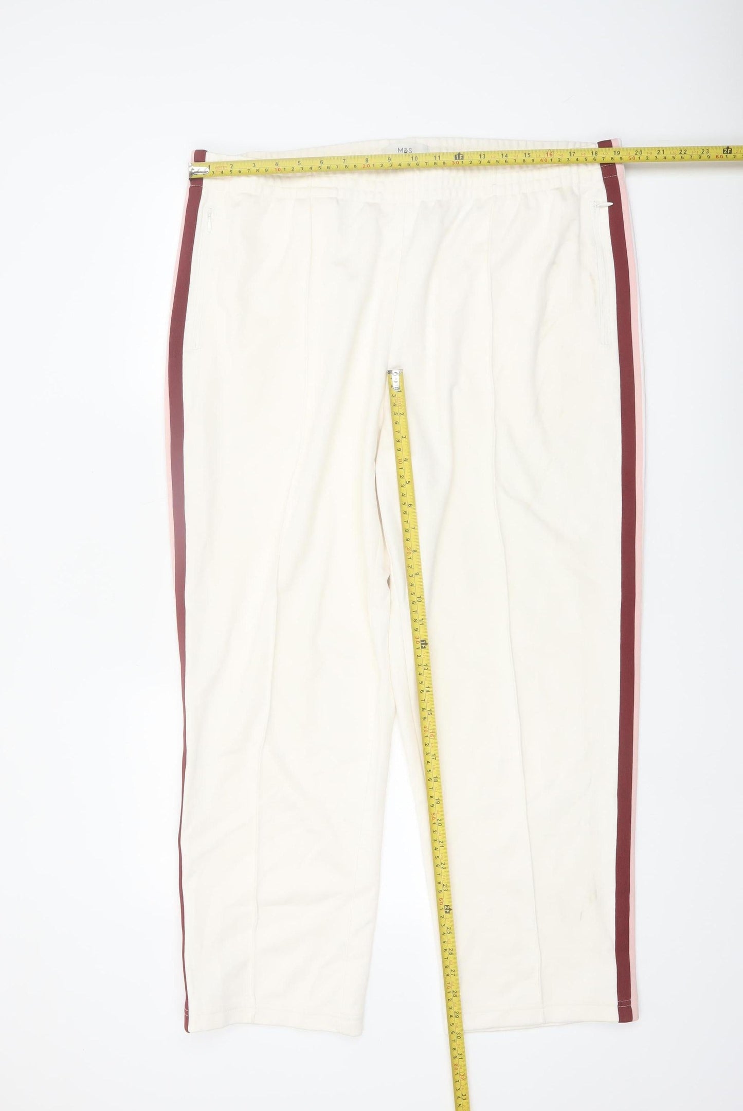 Marks and Spencer Women's Ivory Jogger Trousers Size 20 Short