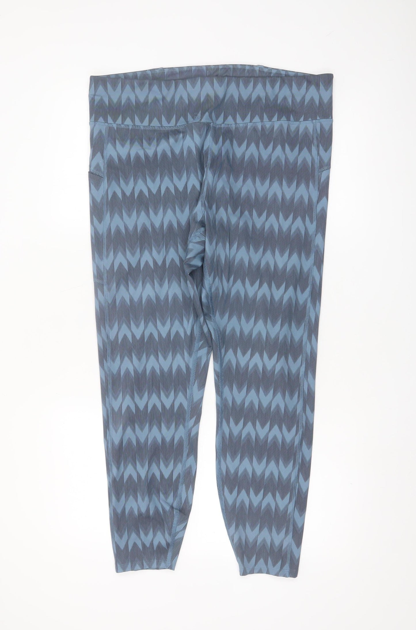 Marks and Spencer Women Blue Patterned Goodmove Leggings Size 18