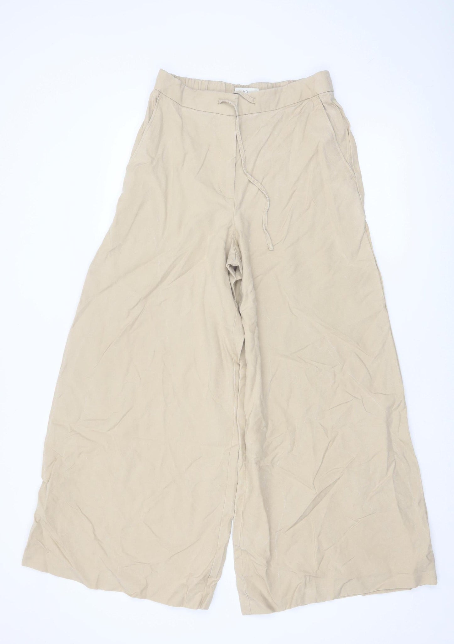 Marks and Spencer Women Beige Wide-Leg Lyocell Trousers Size 10