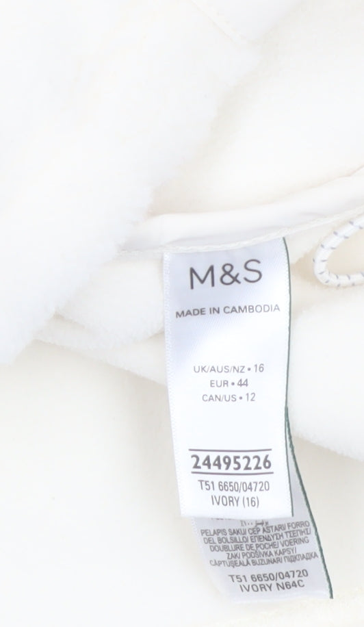 Marks and Spencer Women’s Ivory Puffer Jacket Size 16 Zip Front