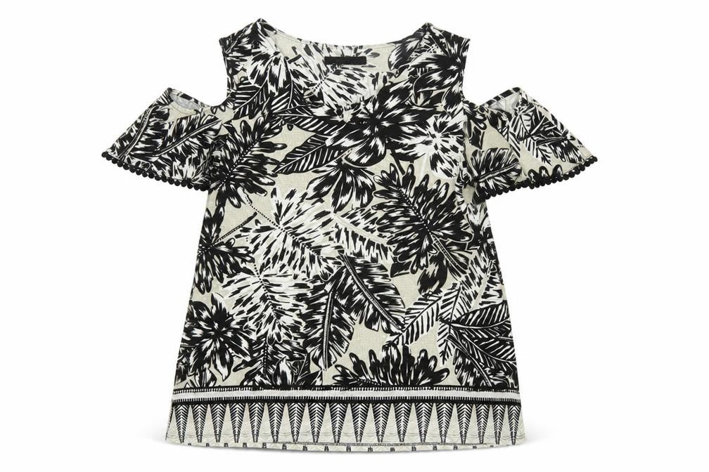 Wallis Womens Black Floral Cold Shoulder Tunic Blouse UK 12