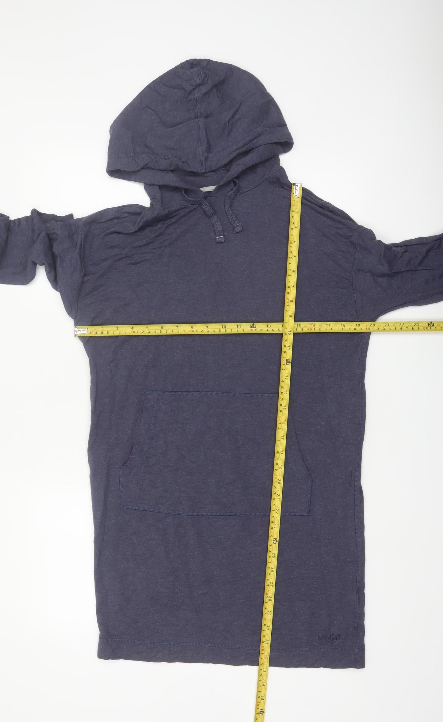 Weird Fish Women’s Navy Bamboo Hooded Tunic Hoodie Size 10
