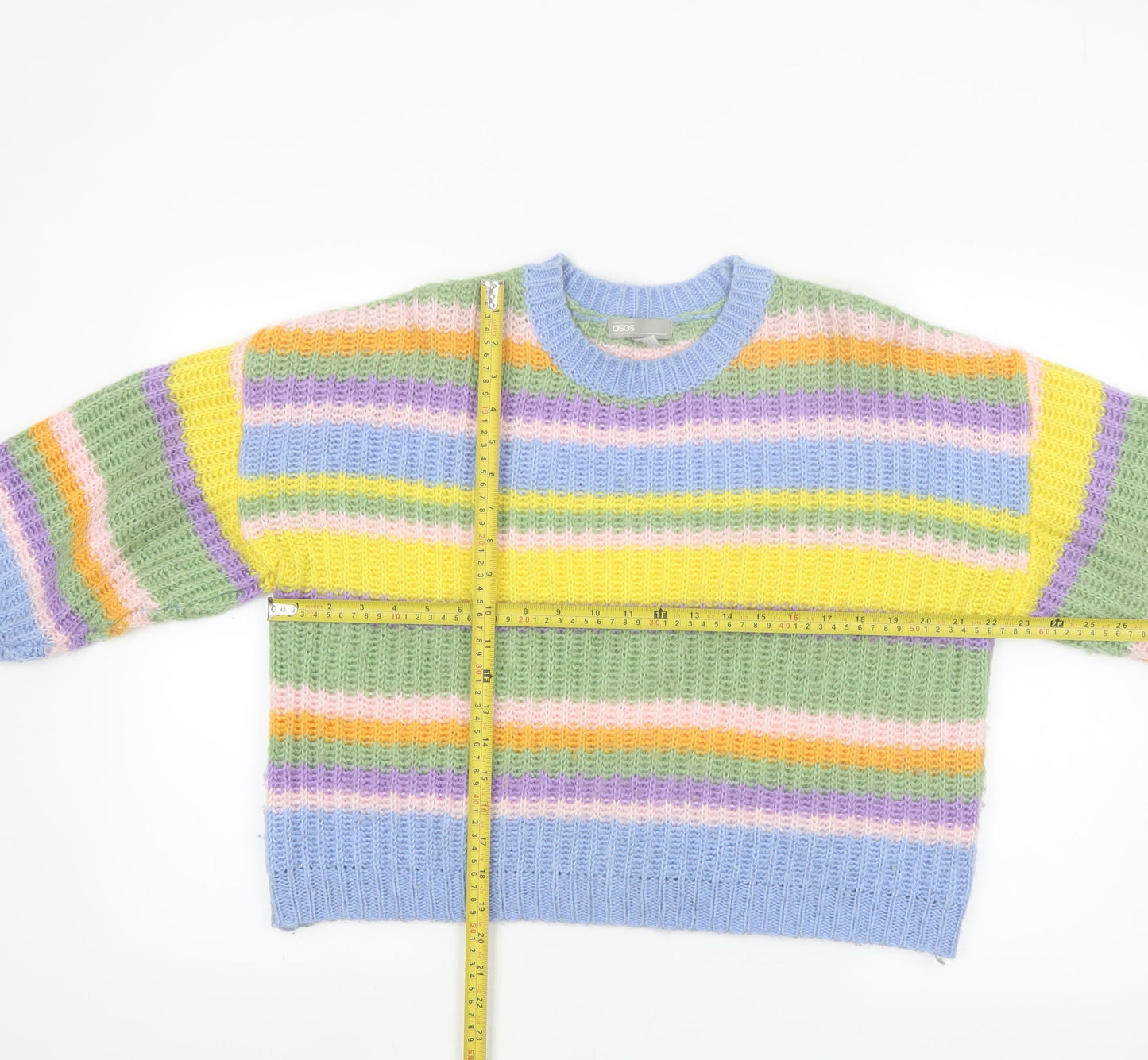 ASOS Women’s Multicoloured Striped Chunky-Knit Jumper Size 8