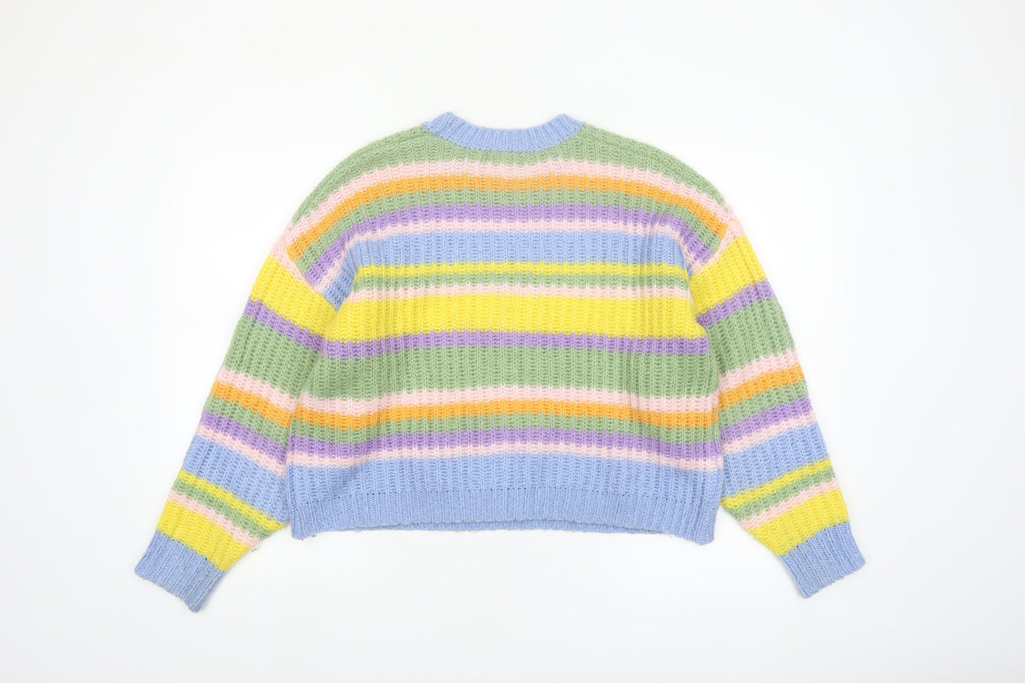 ASOS Women’s Multicoloured Striped Chunky-Knit Jumper Size 8