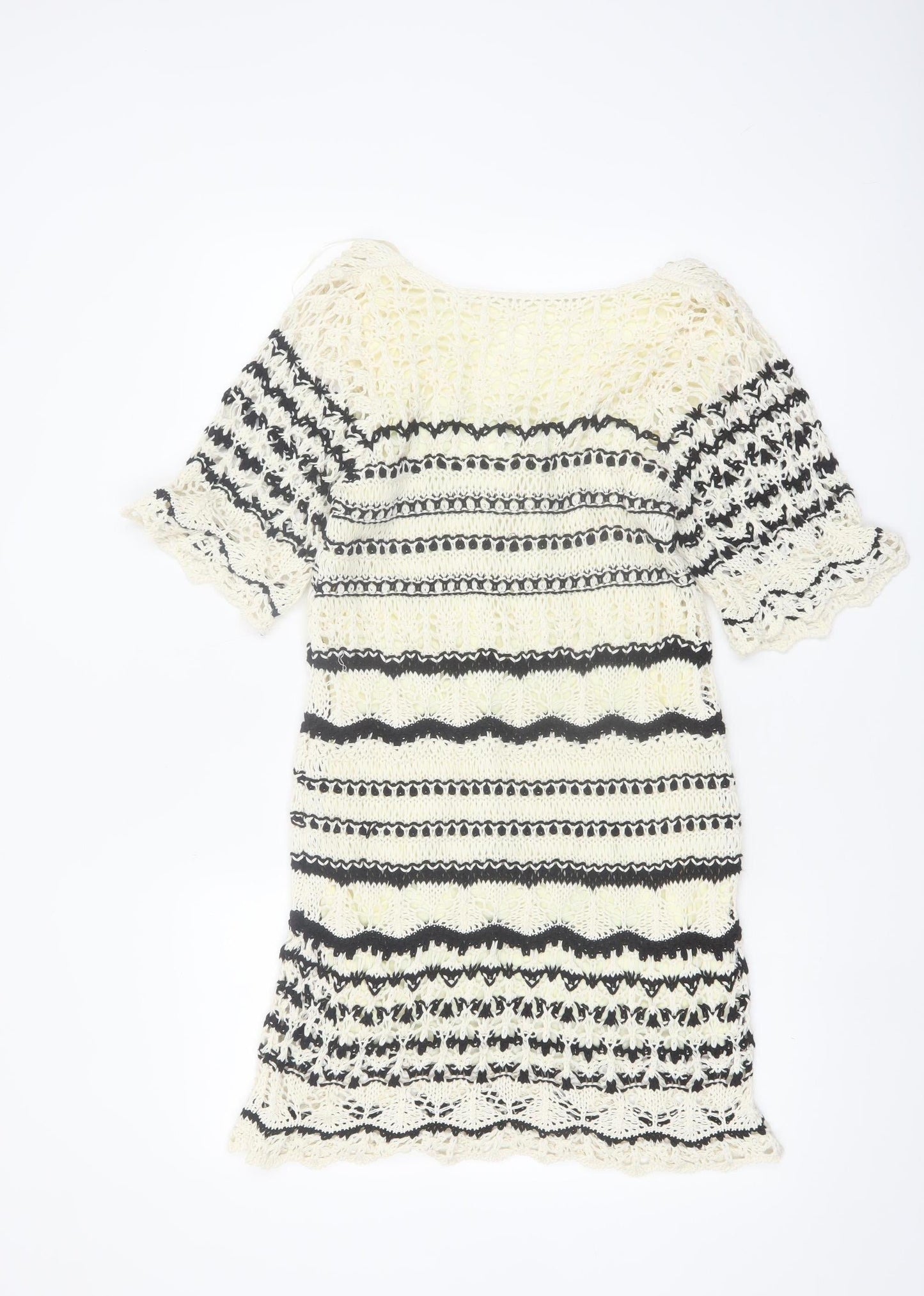 Zara Women’s Black & White Crochet Knit Short Dress XS