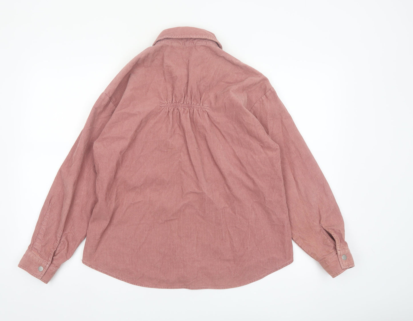 ZARA Women Pink Corduroy Button-Up Shirt XS
