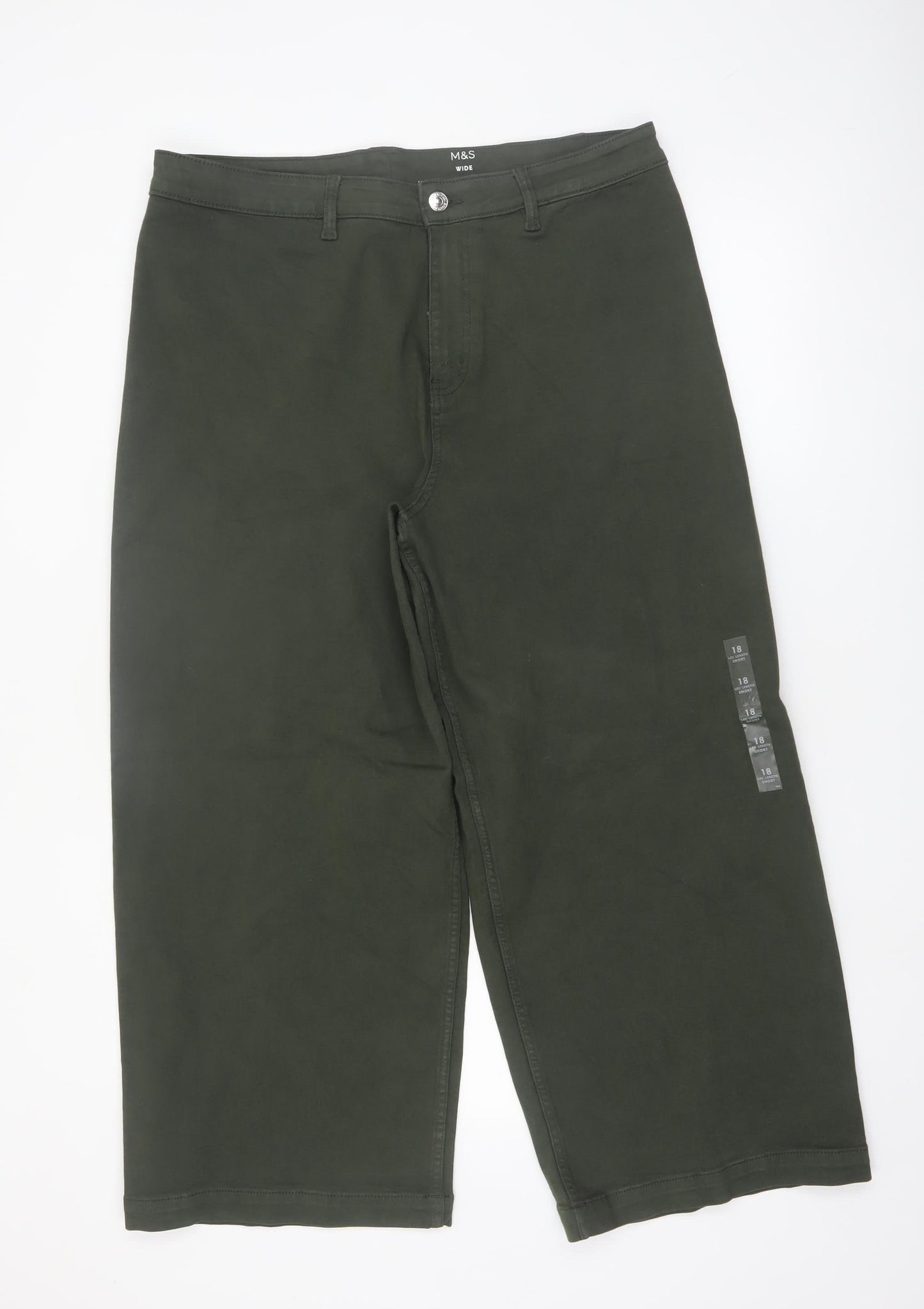 Marks and Spencer Women’s Green Size 18 Short Wide-Leg Jeans