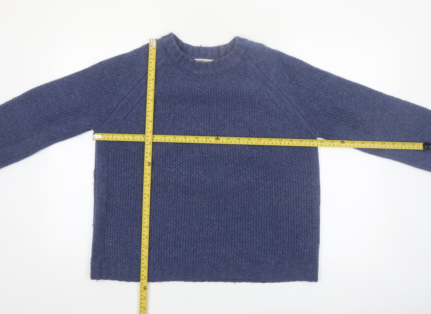 WoolOvers Womens Blue Pure Wool Chunky Knit Jumper Size M